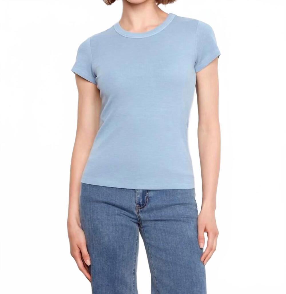 NEW CHARLIE B tencel rib crew neck t shirt in blue